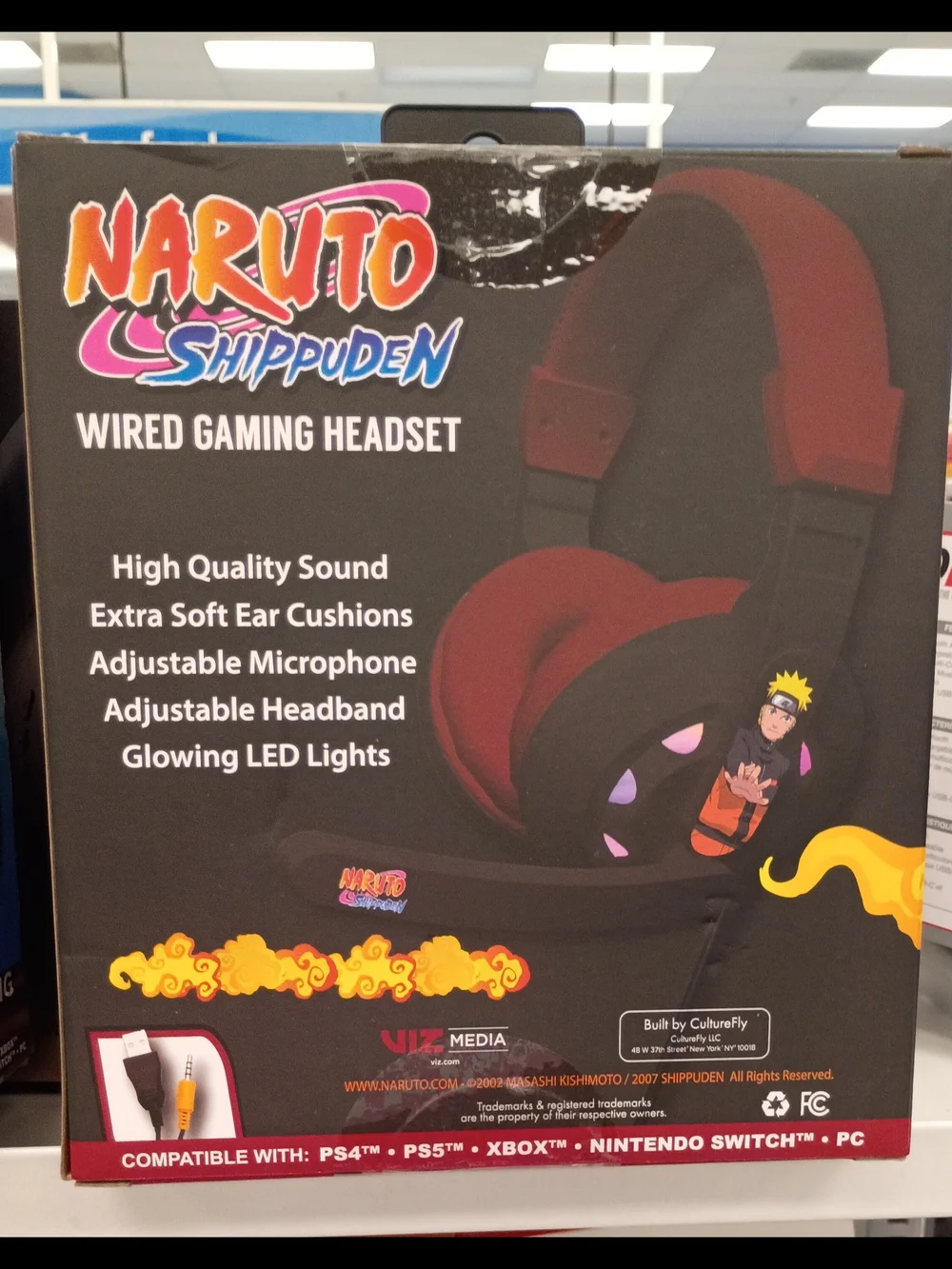 Naruto Shippuden Wired Gaming Headset - Black and Red